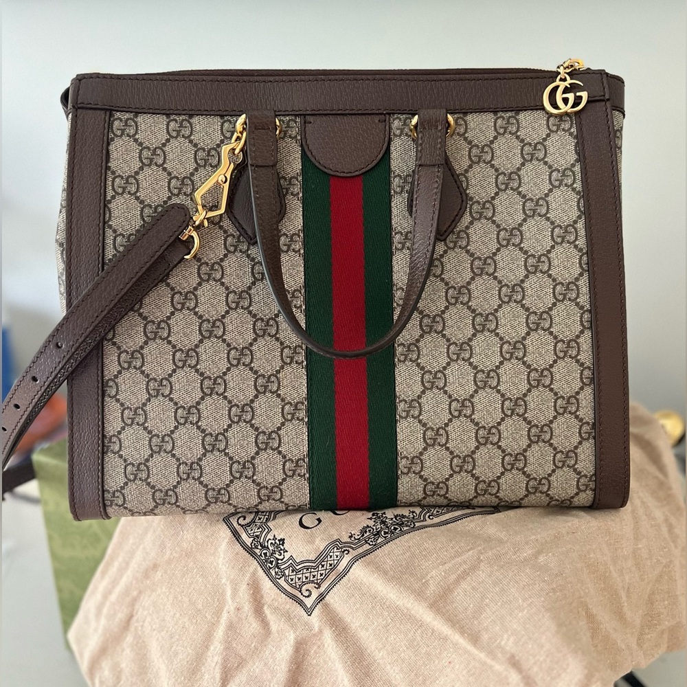 NEW GUCCI OPHIDIA MEDIUM TOP HANDLE BAG